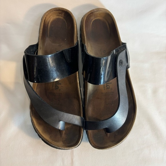 BETULA Sz 9 Toe Wrap Slides Sandals Patent and Smooth Leather Birkenstock Family - Picture 3 of 9